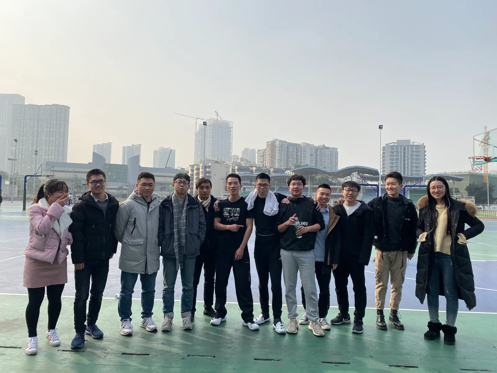 The lab basketball team and cheer squad