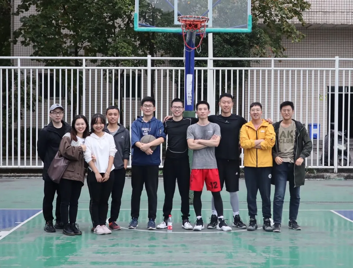 Basketball team and cheer squad